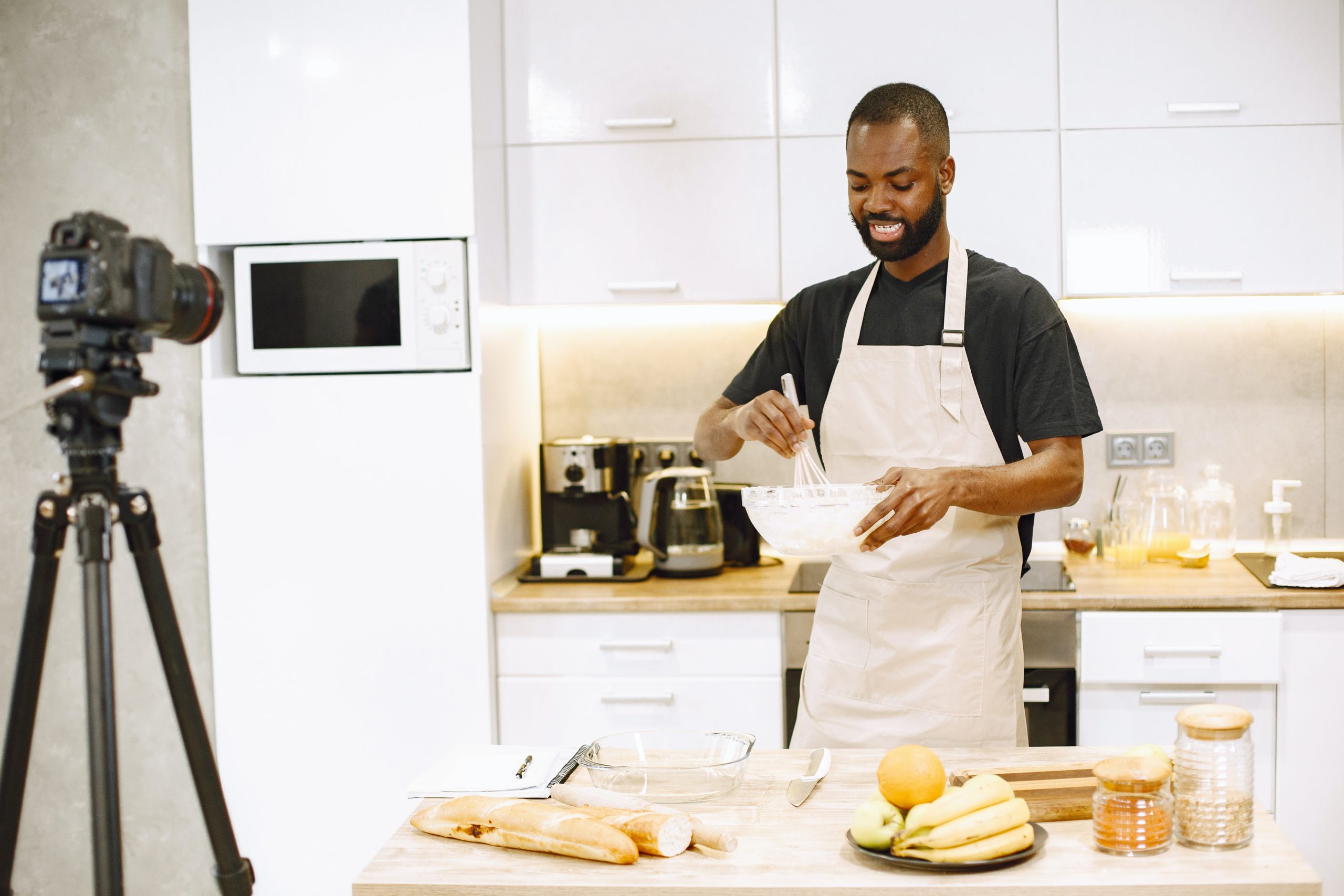 Man cooking infront of camera
